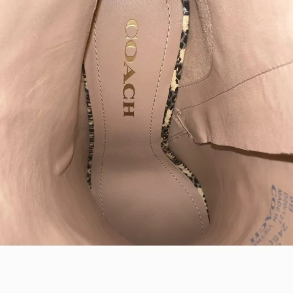 Coach Snakeskin Remi Open Toe Mob Wife Quiet Luxury Buttery Soft Leather Boot - Picture 3 of 9